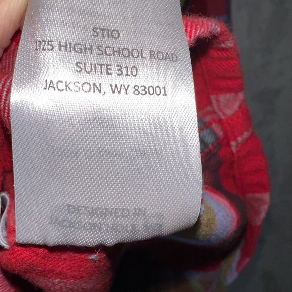 Stio Shirt Women Small Red Multi Plaid Organic Cotton Flannel Long Sleeve - Picture 8 of 11